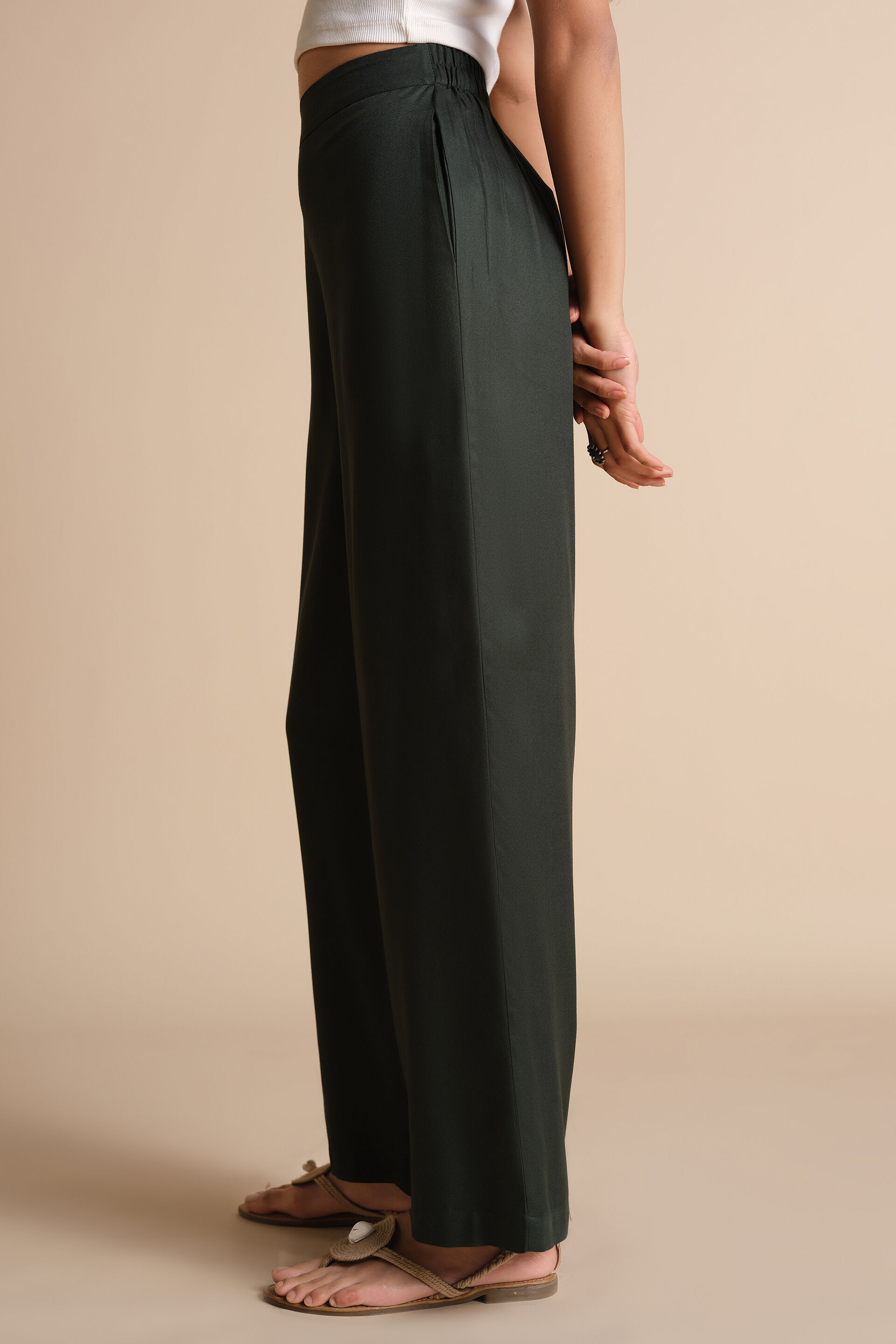 Versatile Straight Fit Green Pants, Green, image 2